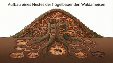 Aufbau eines Nestes der h�gelbauenden Waldameisen