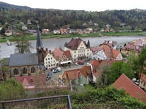 Stadt Wehlen- Blick von der Burg auf den Markt