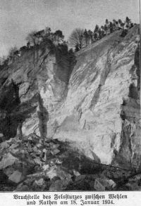 Felssturz zwischen Wehlen und Rathen (18. Januar 1934)